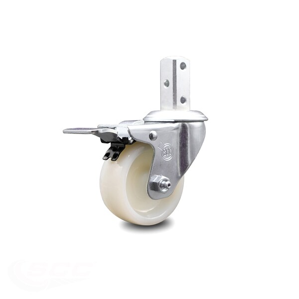 3 Inch Nylon Wheel Swivel 3/4 Inch Square Stem Caster with Total Lock Brake SCC